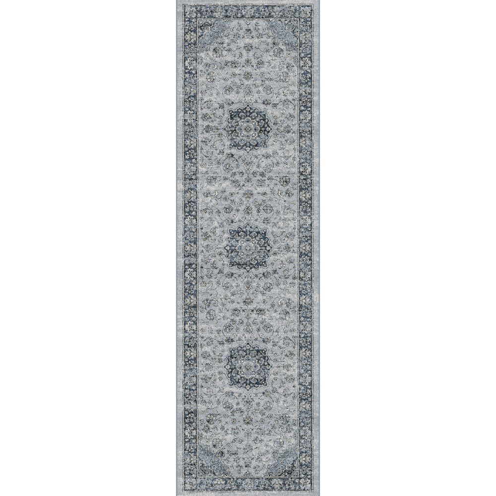 Dynamic Rugs 57559-9686 Ancient Garden 2.2 Ft. X 11 Ft. Finished Runner Rug in Silver/Blue